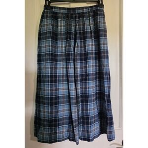 Vintage Pendleton Skirt Full Long Pleated Blue Plaid Virgin Wool Sz 12 USA Made